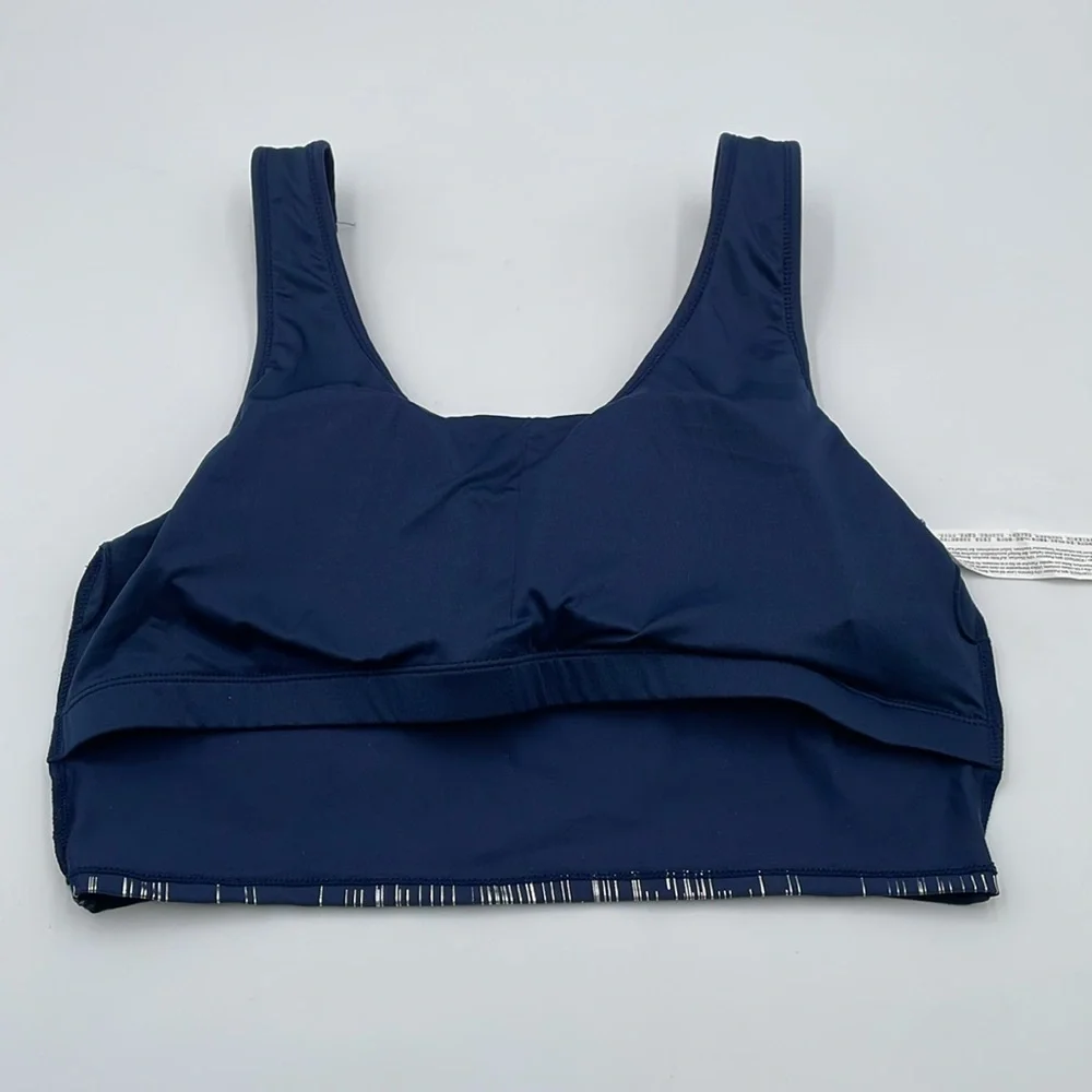 Marika Flex Navy & Metallic Silver Sports Bra Low Impact‎ Removable Bra Pads